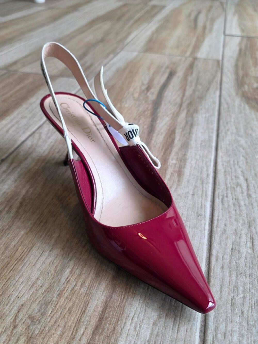 Dior J'Adior Red Patent Leather Sling Back Shoes Eur. 38.5